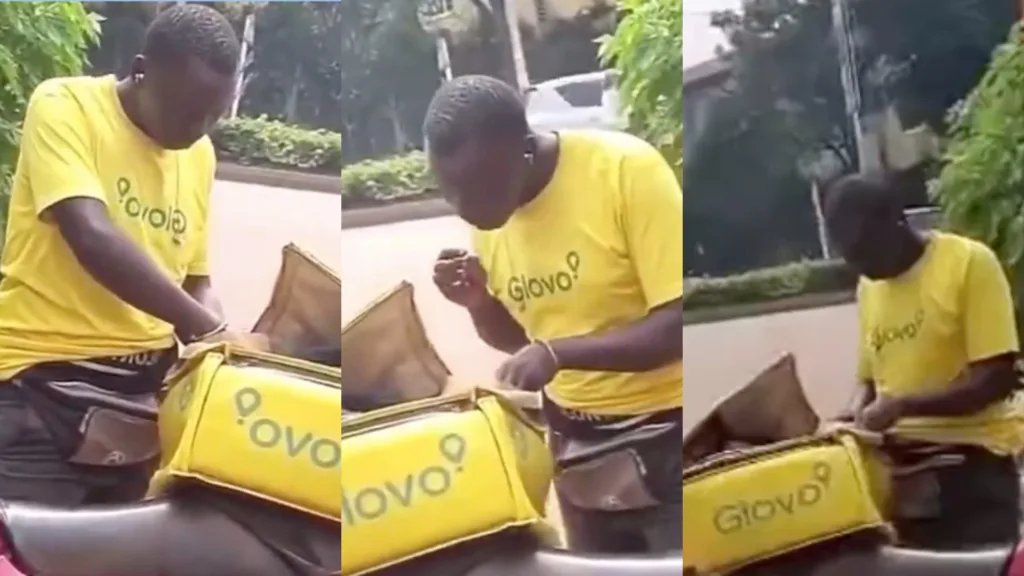 Camera Captures Dispatch Rider Tasting Food Customer Ordered Before Delivering It 2 Camera Captures Dispatch Rider Tasting Food Customer Ordered Before Delivering It