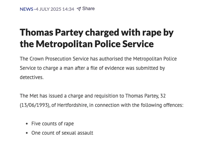 Thomas Partey charged with rape by the Metropolitan Police 6 Thomas Partey charged with rape by the Metropolitan Police